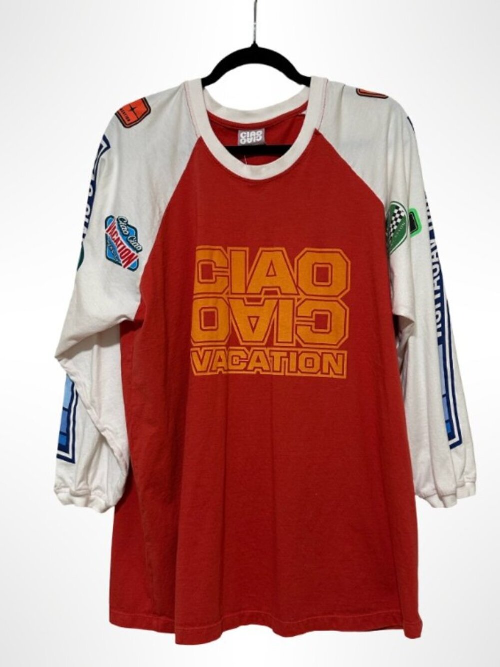 FREE PEOPLE x CIAO CIAO VACATION Speed Racer Long Sleeve Tee Red White XS NWT - Picture 5 of 16